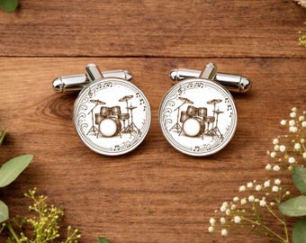 Drum Kit Cufflinks – Drummer Gift – Drum Set Musician Cufflinks – Gift for Percussionist