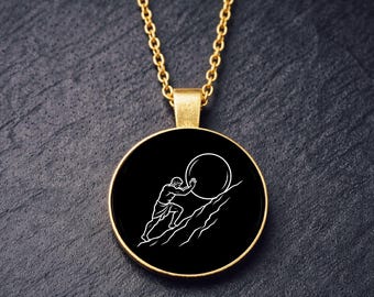 Sisyphus Necklace • Greek Mythology Pendant • Absurdism Philosophy Gift • Stoic Symbol Necklace