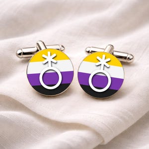Icke-binära manschettknappar • Genderqueer Pride-manschettknappar • Icke-binära flaggmanschettknappar • HBTQ Pride-smycken • Pride-present till honom