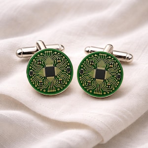 Circuit Board Cufflinks • PCB Design Cufflinks • Programmer Gift • IT Geek Gift • Tech Lover Gift