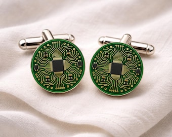 Circuit Board Cufflinks • PCB Design Cufflinks • Programmer Gift • IT Geek Gift • Tech Lover Gift