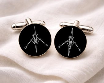 Rowing Cufflinks • Sculling Gift for Rower • Crew Team Cufflinks • Oarsman Gift • Rowing Club Wedding Gift