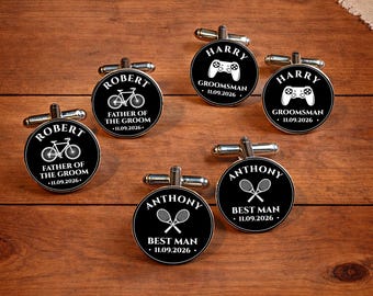 Personalised Groomsmen Cufflinks • Custom Wedding Cufflinks Set • Best Man Groom Gift • Wedding Party Gifts • Bulk Groomsmen Gifts