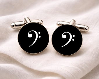 Bass Clef Cufflinks • Music Cufflinks • Musician Gift • Musical Note Jewellery • Orchestra Gift • Music Teacher Gift • Gift for Birthday