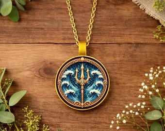 Poseidon Trident Necklace • Greek God Symbol Jewellery • Poseidon Pendant • Greek Mythology Necklace • God of the Sea Gift