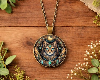 Katzen Geist Tier Halskette • Katzen Totem Schmuck • Intuition & Unabhängigkeit Anhänger • Spirituelle Katze • Witchy Schmuck Geschenk • Geschenk für Sie
