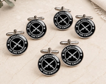 Fellowship of the Groom Cufflinks • Fantasy Brotherhood Wedding Gift • Medieval Guild Groomsmen • Best Man Gift