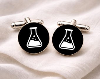 Chemistry Cufflinks • Science Beaker Cufflinks • Chemistry Gift for Men • Scientist Jewellery • Lab Tech Gift • Gift for Birthday Christmas