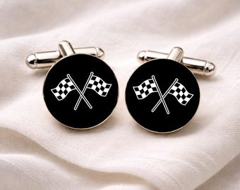 Motorsport Cufflinks • Racing Flags Gift • Motorsport Jewellery • Racing Fan Gift • Gift for Birthday or Christmas