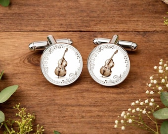 Manschettenknöpfe mit Kontrabass – Geschenk für Musiker – Kontrabass Geschenk