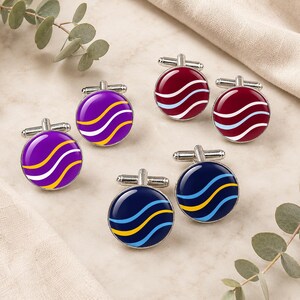 Rowing Club Colours Cufflinks • Groomsmen Gift • Custom Rowing Colours Cufflinks • Wedding Cufflinks • Rowing Gift • Team Colours Gift