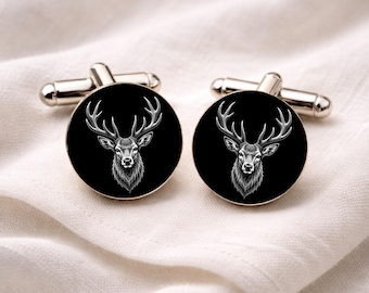 Stag Head Cufflinks • Hunting Stag Jewellery • Country Sports Gift for Men