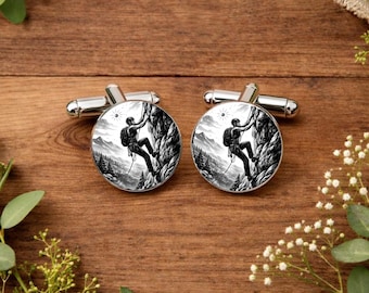 Rock Climbing Cufflinks • Climber Gift • Mountain Climbing Gift • Outdoor Adventure Gift • Hiking Gift for Him • Groomsmen Gift