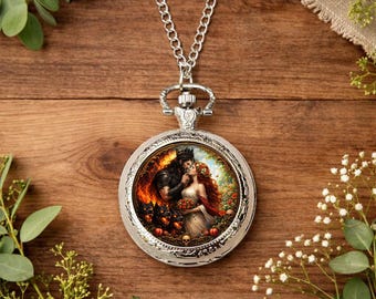Hades Persephone Pocket Watch • Greek Mythology Gift • Romantic Gothic Watch • Underworld Love Gift • Mythology Jewellery