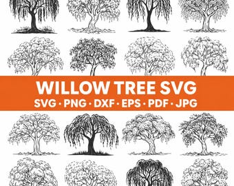 Willow Tree Svg Bundle Weeping Willow Svg Tree Silhouette Svg Botanical Cut Files Cricut Silhouette Printable Digital Vector