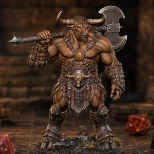 Minotaur Greataxe STL — DnD Fantasy Labyrinth Boss Miniature 3D Print Tabletop image 5