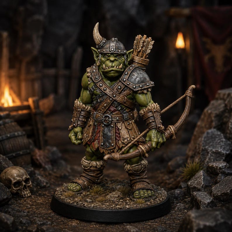 Orc Archer STL — Ragnarok Online Inspired Orc Bowman Miniature for DnD 3D Print Tabletop image 1