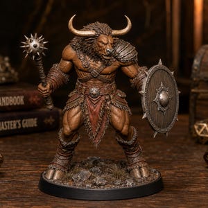 ミノタウロス・モーニングスター STL — DnD ファンタジー ラビリンス ブルート ミニチュア 3D プリント テーブルトップ 画像 3