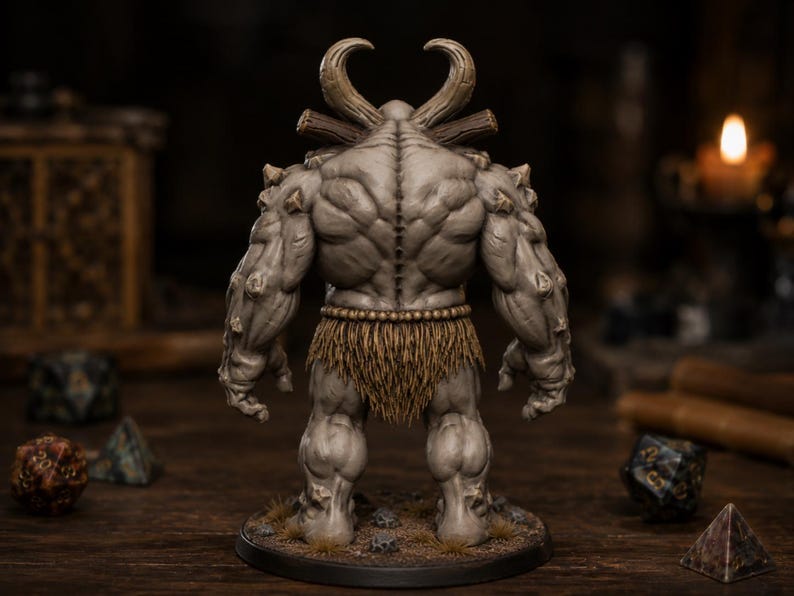 Gigante Cornudo STL — Miniatura de jefe gigante de montaña para DnD Fantasy (impresión 3D) imagen 4