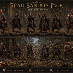 Road Bandits Pack 6 STL — DnD Fantasy Highway Robber Ambush Bundle 3D Print Tabletop image 1
