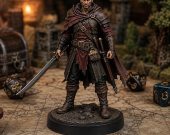 Bandit Captain STL — DnD Fantasy Highway Robber Leader Miniature 3D Print Tabletop