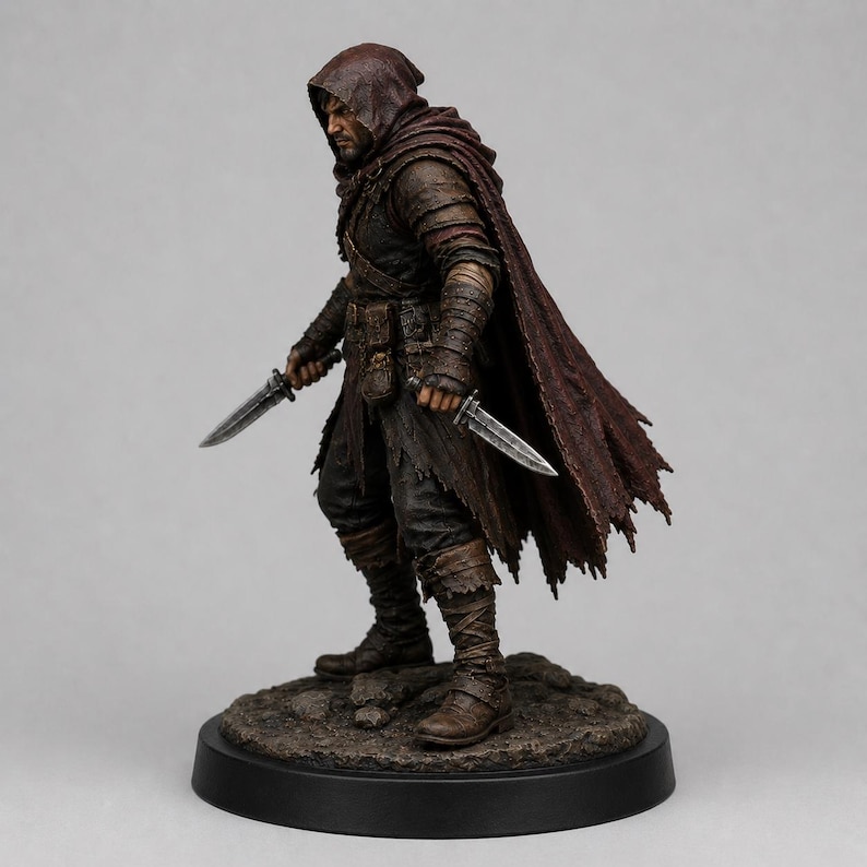 Bandido Pícaro STL — Miniatura de ladrón con dagas gemelas para DnD Fantasy, impresión 3D, juego de rol de mesa imagen 4