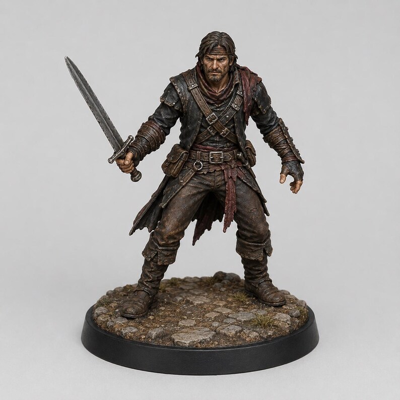 Bandit Swordsman STL — D&D Miniature 3D Print Tabletop Bild 4