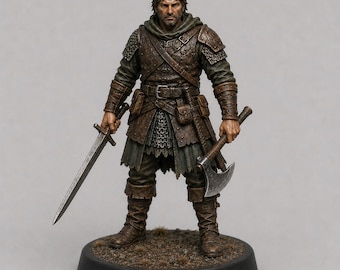 Mercenary Sword Axe STL — DnD Fantasy Dual Wield Sellsword Warband Miniature 3D Print Tabletop