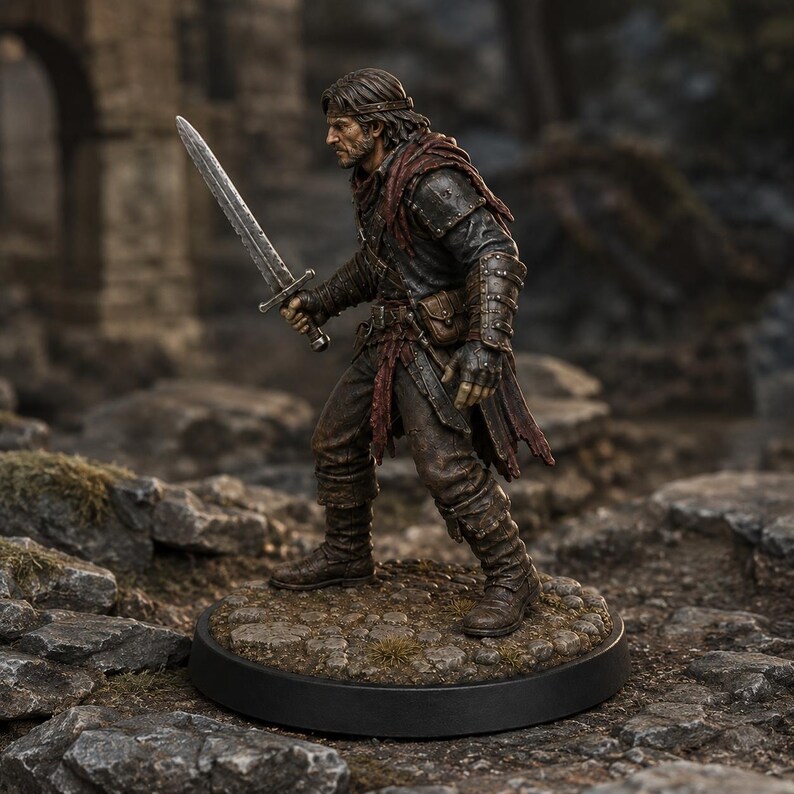 Bandit Swordsman STL — D&D Miniature 3D Print Tabletop Bild 1
