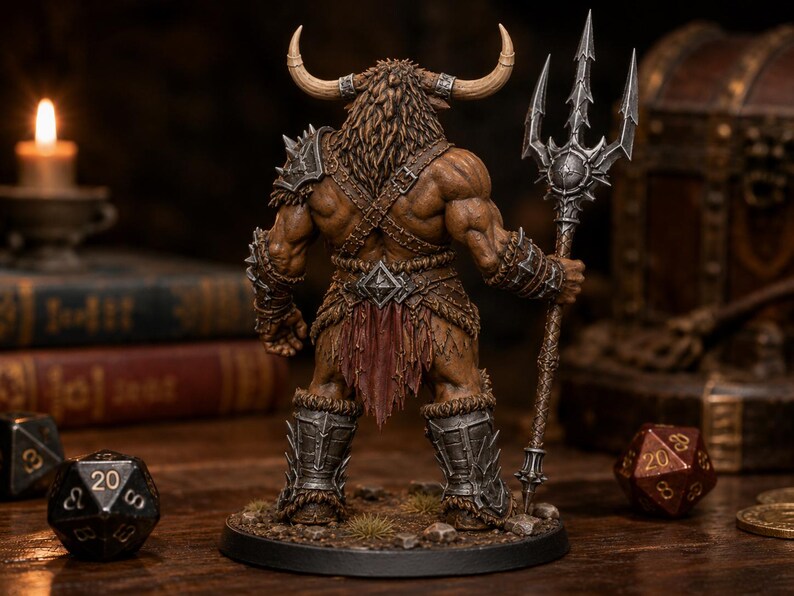 Minotaur Trident STL — DnD Fantasy Bull Gladiator Miniature 3D Print Tabletop RPG image 4