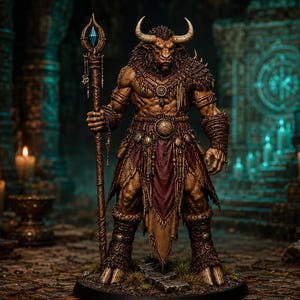 Minotaurus Mage STL — DnD Fantasy Bull Shaman Spellcaster miniatuur 3D-print tafelblad afbeelding 6