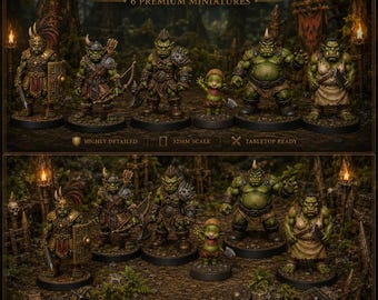 Orc Warband Bundle 6 STL — Ragnarok Online Inspired Orc Miniatures Pack DnD 3D Print