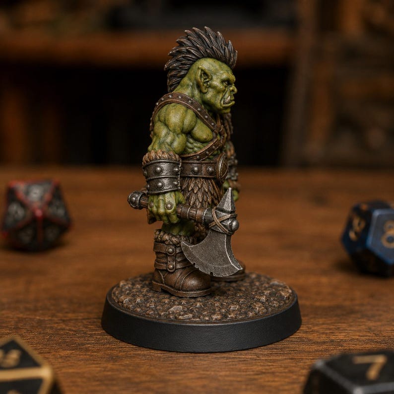 Orkkrigare med yxa STL — Ragnarok Online-inspirerad Orkminiatyr för DnD 3D-utskriftsbord bild 4