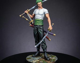 One Piece STL Roronoa Zoro 3D Print - DND Anime Miniature Pre-Timeskip Straw Hat Swordsman