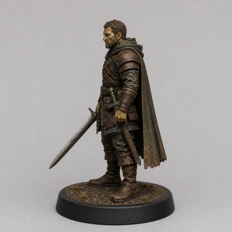 Mercenary Veteran STL — DnD Fantasy Old Sellsword Battle Scarred Warband Miniature 3D Print Tabletop image 3