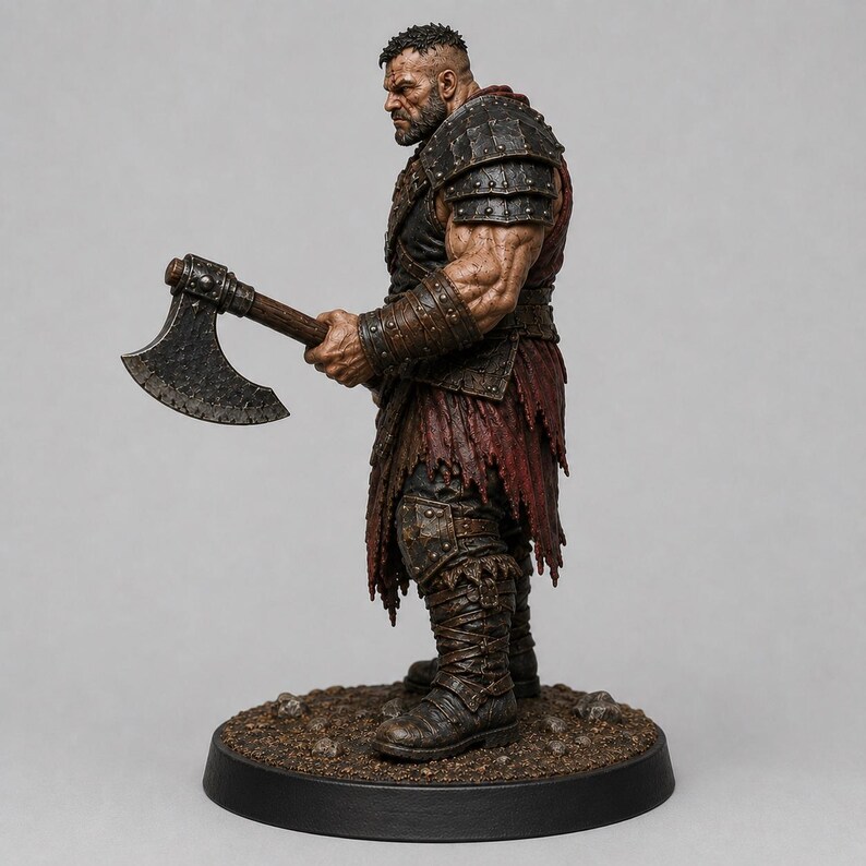 Bandit Rohling STL — D&D Fantasy Axt Straßenräuber Berserker Miniatur 3D Druck Tabletop Bild 4