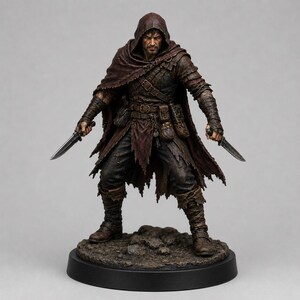 Bandido Pícaro STL — Miniatura de ladrón con dagas gemelas para DnD Fantasy, impresión 3D, juego de rol de mesa imagen 6