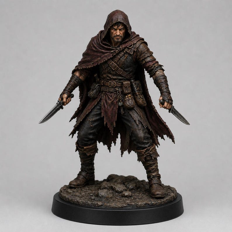 Bandido Pícaro STL — Miniatura de ladrón con dagas gemelas para DnD Fantasy, impresión 3D, juego de rol de mesa imagen 6