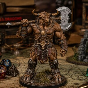 Minotaur Greataxe STL — DnD Fantasy Labyrinth Boss Miniature 3D Print Tabletop image 4