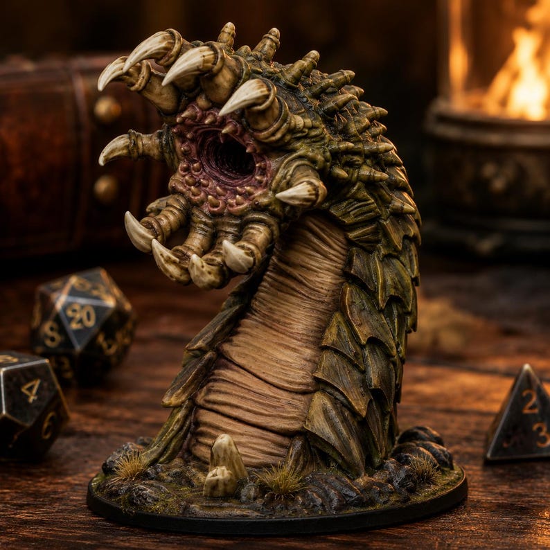 Giant Earth Worm STL — DnD Fantasy Purple Worm Miniature 3D Print Tabletop Boss image 6