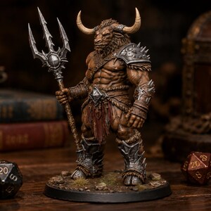 Minotaur Trident STL — DnD Fantasy Bull Gladiator Miniature 3D Print Tabletop RPG image 6
