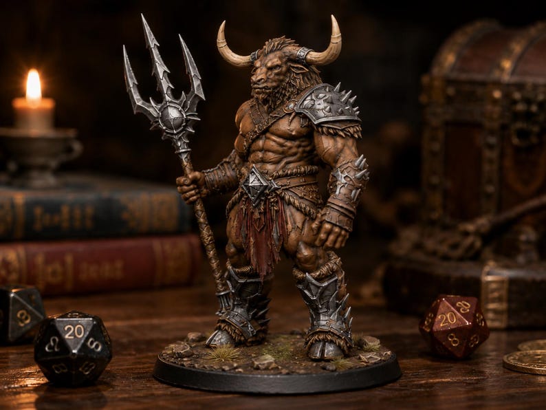 Minotaur Trident STL — DnD Fantasy Bull Gladiator Miniature 3D Print Tabletop RPG image 6