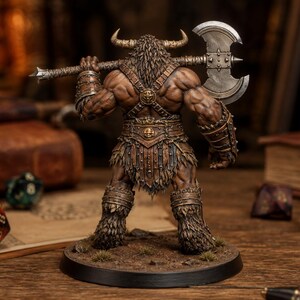 Minotaur Greataxe STL — DnD Fantasy Labyrinth Boss Miniature 3D Print Tabletop image 2