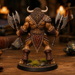 Minotaur Dual Axe STL — DnD Fantasy Labyrinth Boss Miniature 3D Print Tabletop RPG image 2