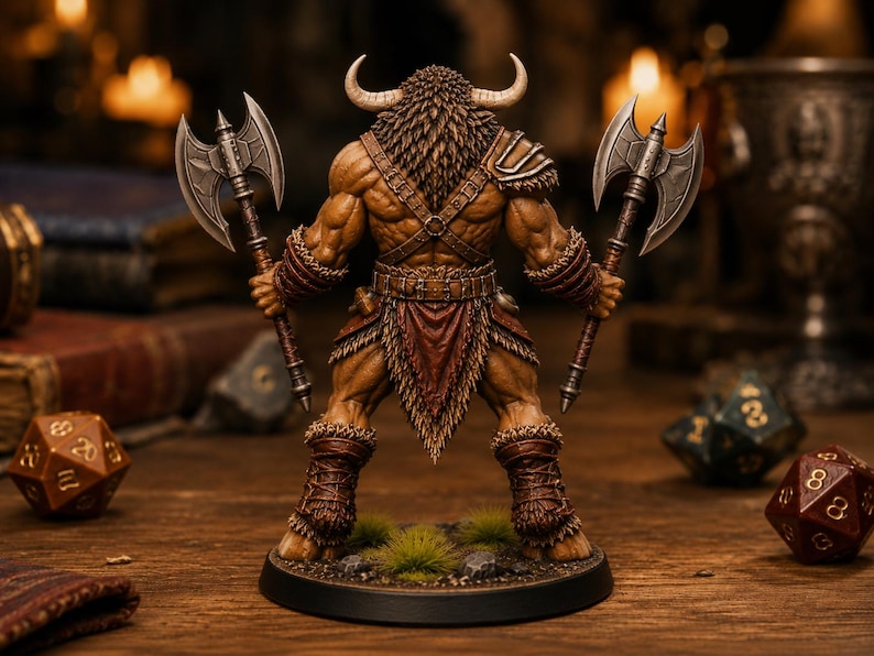 Minotaur Dual Axe STL — DnD Fantasy Labyrinth Boss Miniature 3D Print Tabletop RPG image 2