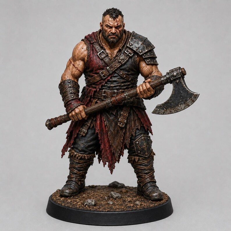 Bandit Rohling STL — D&D Fantasy Axt Straßenräuber Berserker Miniatur 3D Druck Tabletop Bild 6