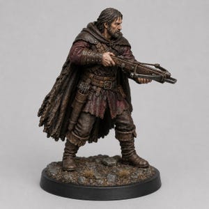 Bandit Crossbowman STL — DnD Fantasy Highway Robber Sniper Miniature 3D Print Bordsskiva bild 1