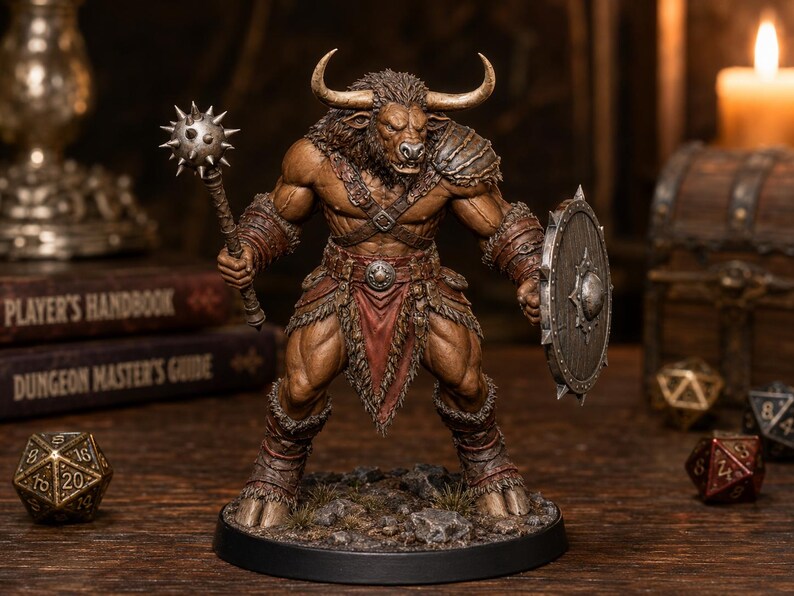 ミノタウロス・モーニングスター STL — DnD ファンタジー ラビリンス ブルート ミニチュア 3D プリント テーブルトップ 画像 2