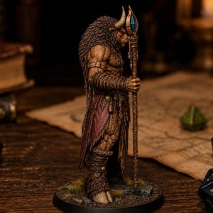 Minotaurus Mage STL — DnD Fantasy Bull Shaman Spellcaster miniatuur 3D-print tafelblad afbeelding 5