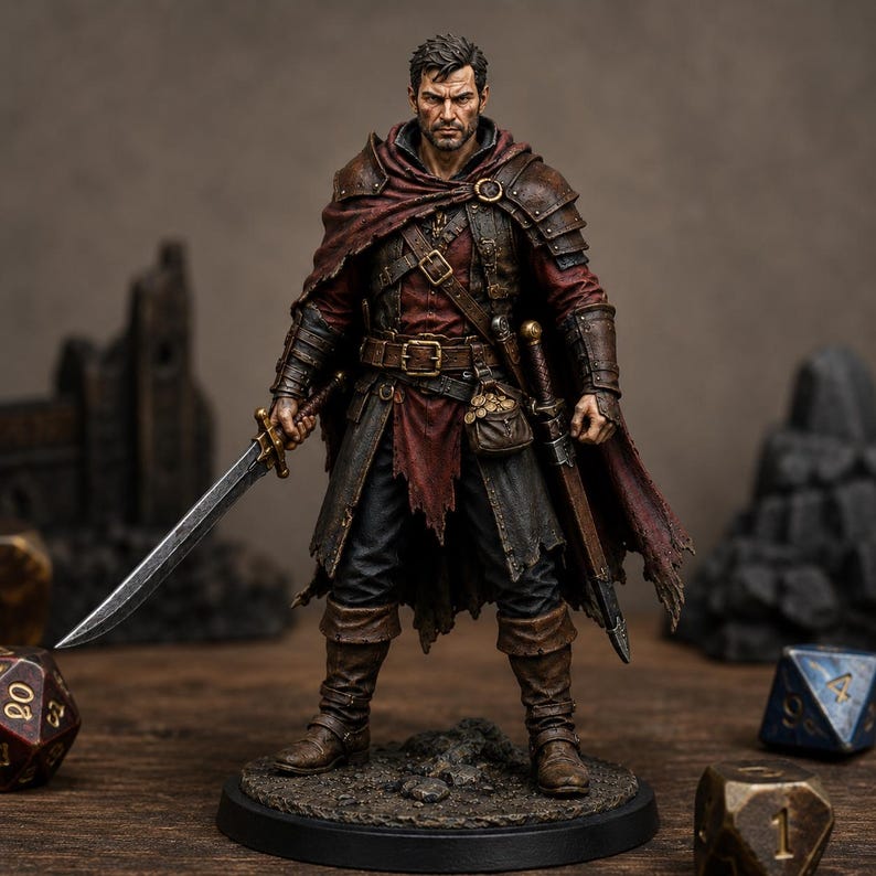 Bandit Captain STL — DnD Fantasy Highway Robber Leader Miniature 3D Print Tabletop image 6